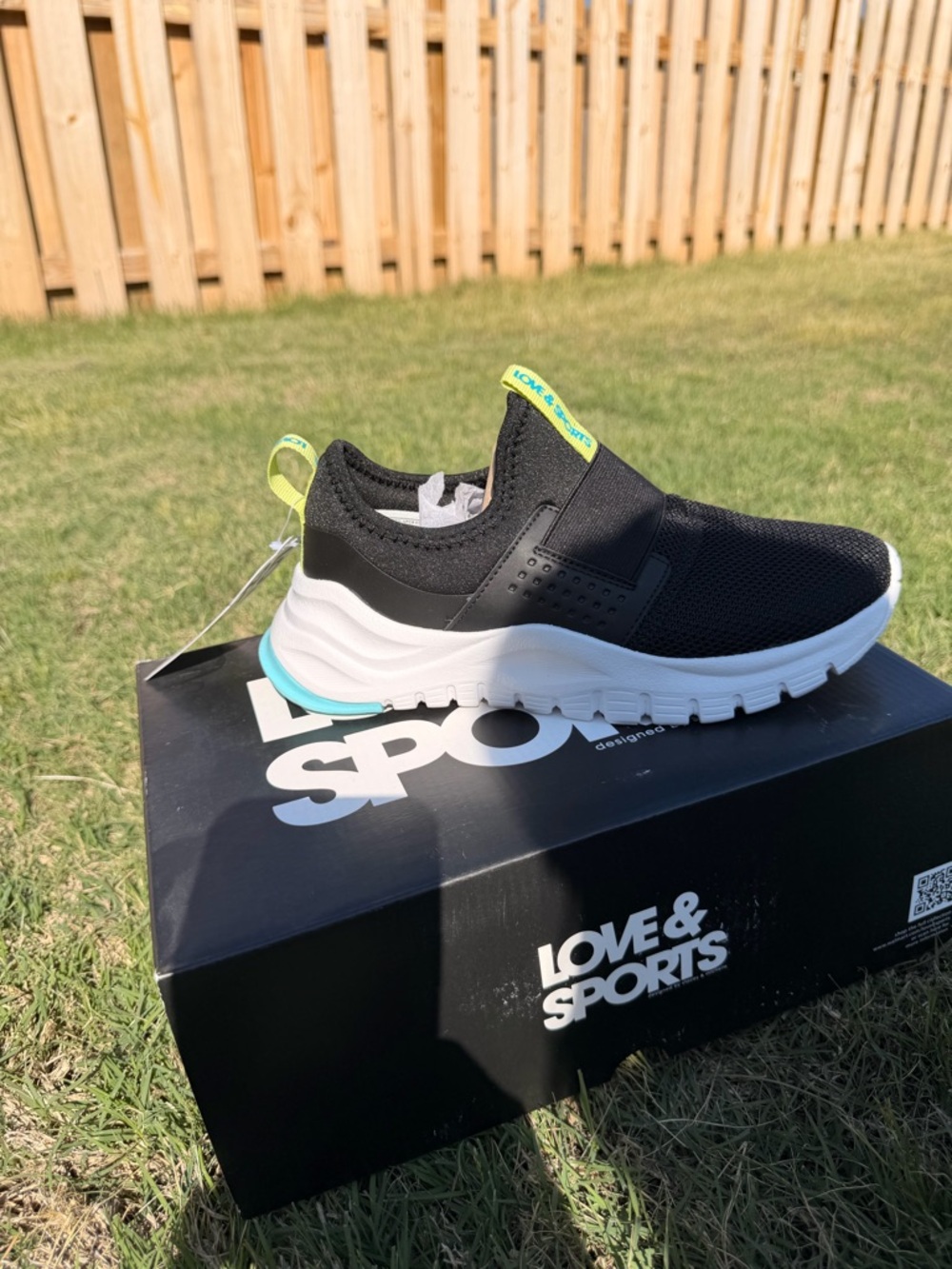 Slip-On Athletic Shoes in Black and Neon Yellow